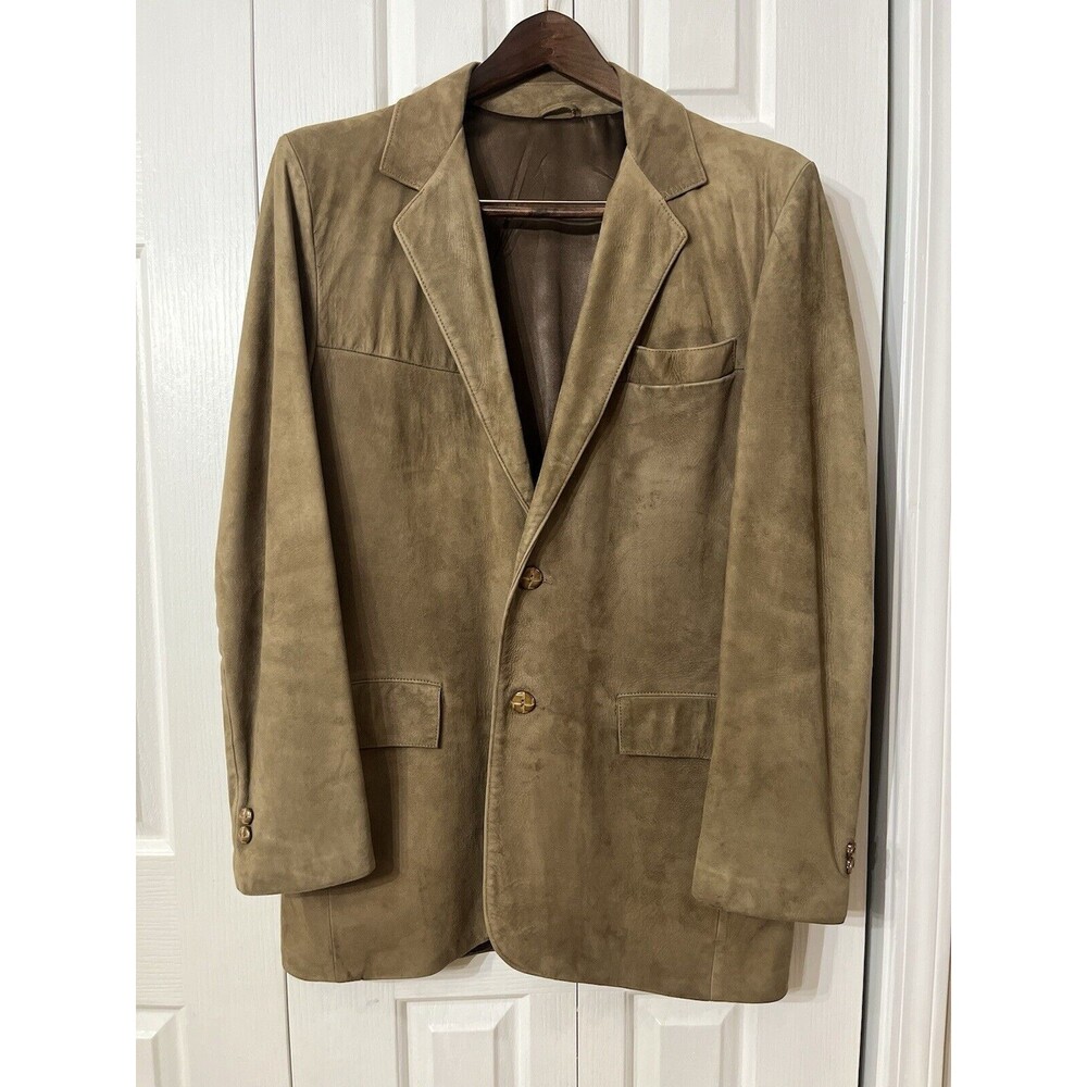 Clippermist Men’s Suede Jacket Blazer Sport Coat 42 Tall Vintage EUC Tan